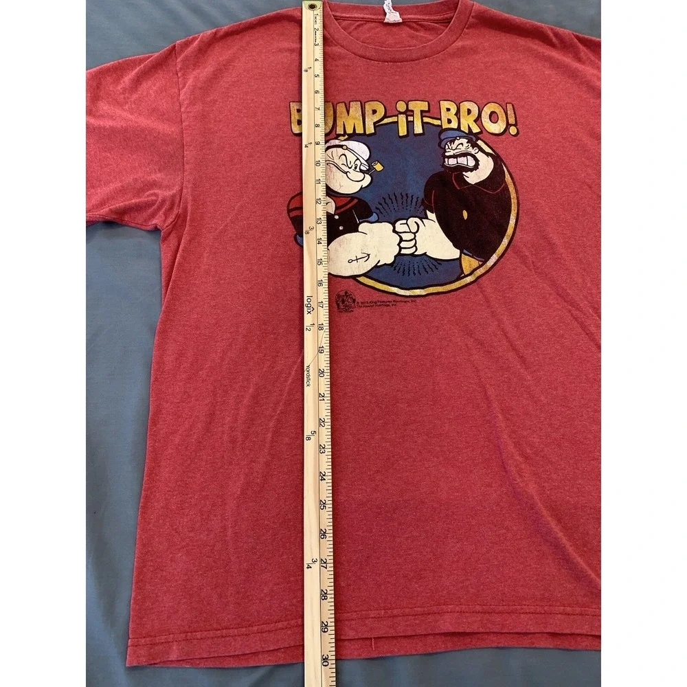 Popeye Sailor Man/Bluto T-Shirt Measures XL Red Cartoon 